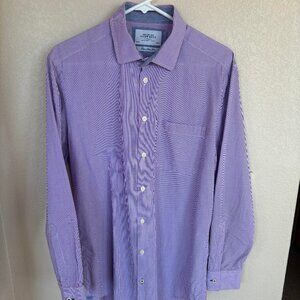 Charles Tyrwhitt red and blue button-up striped shirt